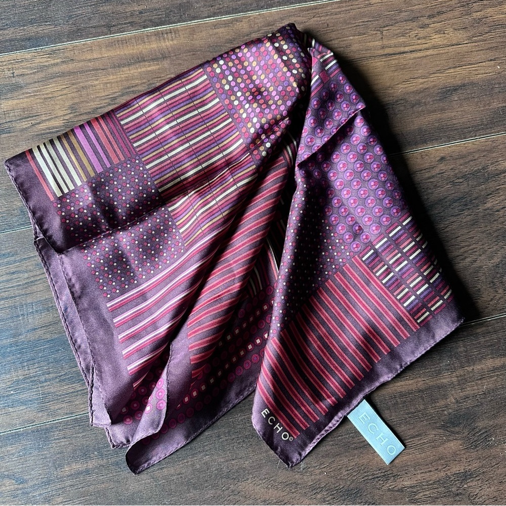 Echo Silk Geometric Print Scarf